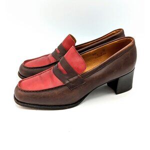 RARE Vintage JM Weston France Women's Penny Loafer Size 6 Cranberry Red Slip On